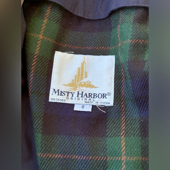 Misty harbor navy and green plain trench coat with removable liner size 8 - Picture 4 of 12